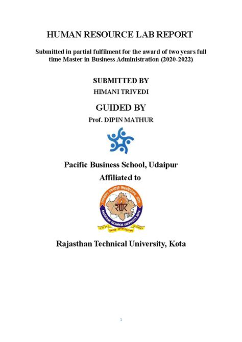 Human Resource LAB Report 2 - HUMAN RESOURCE LAB REPORT Submitted in ...