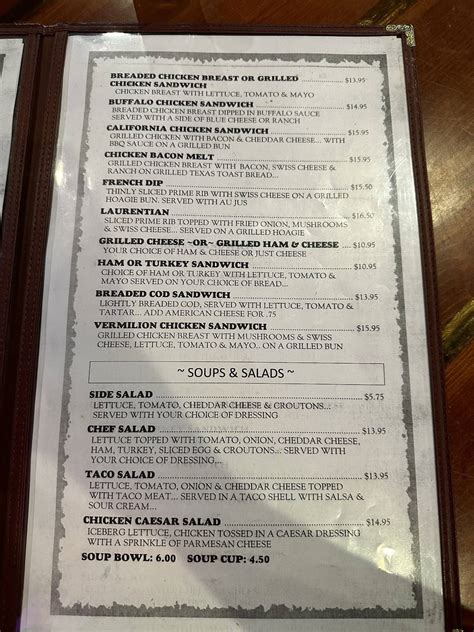 Menu at Benchwarmer Grille pub & bar, Tower