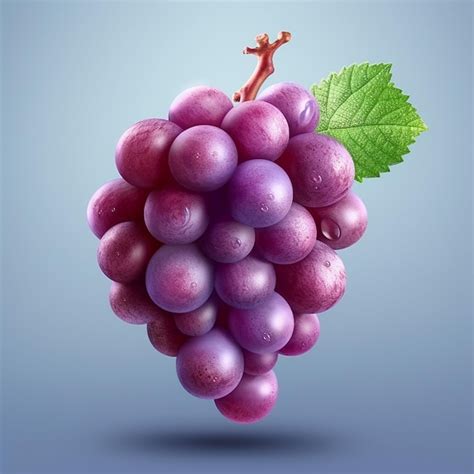 A purple grapes with a green leaf on the bottom. | Premium AI-generated ...