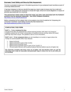 Overseas travel risk assessment template v3.1 Doc Template | pdfFiller