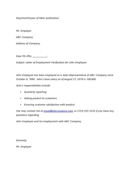 Template Letter Employment Verification at Armando Jackson blog
