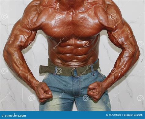 Body Builder Poses in the Most Muscular Pose Stock Image - Image of ...