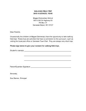 Fillable Online kmsd WALKING FIELD TRIP Magee Elementary School Dear ...