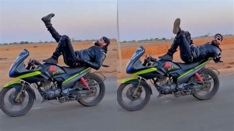 Video: Man Performs Risky Bike Stunt While Recreating 'Pushpa Pushpa ...