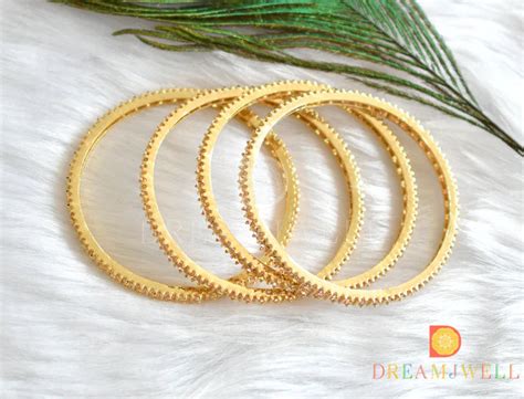 Gold tone square gold stone set of 4 bangles(2.8) dj-45629 – dreamjwell