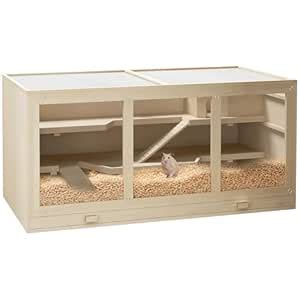 PawHut Wooden Hamster Cage Hutch and Exercise Play House Pen with Large ...