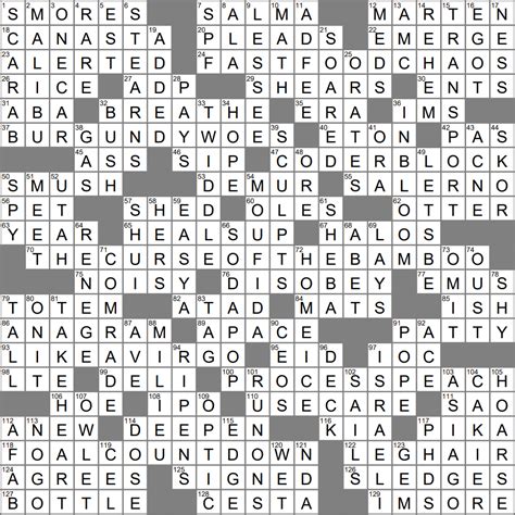 The La Times Crossword Puzzle Answers at Eileen Perry blog