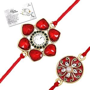 LIVE EVIL Romanizing Gold plated Kundan work Rakhi for Brother and ...