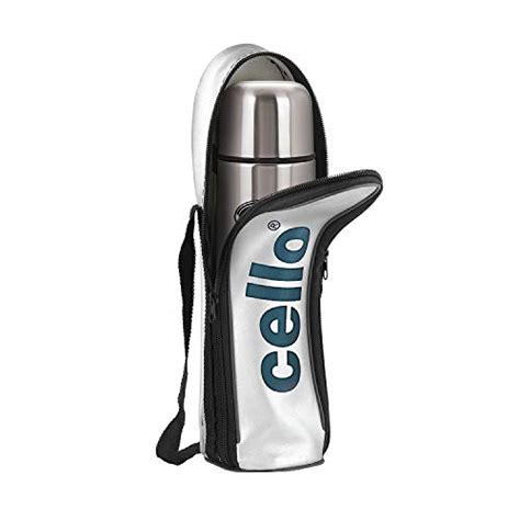 Cello Water Bottle, Stainless Steel, Flip Style, 500ml, Silver Finish ...