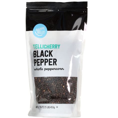 Amazon Brand - Happy Belly Tellicherry Black Pepper Whole Peppercorn ...