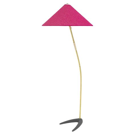 Mid Century Modern Vintage Brass Black Floor Lamp Pink Shade Kalmar ...