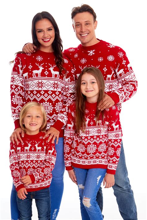 Ugly Christmas Sweater with Reindeer Snowflakes Print, Family Matching ...