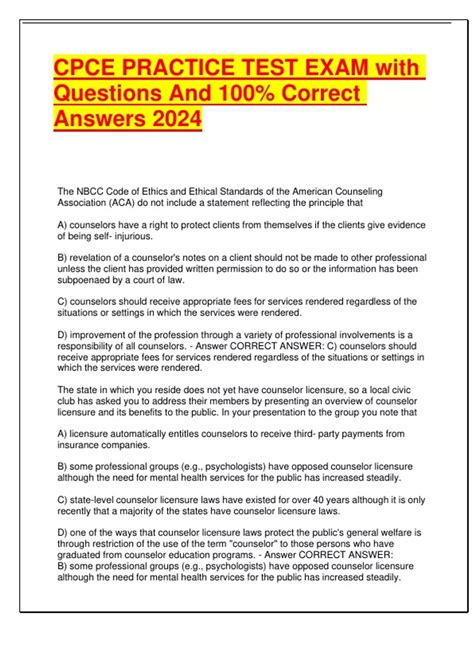 CPCE PRACTICE TEST EXAM with Questions And 100% Correct Answers 2024 ...