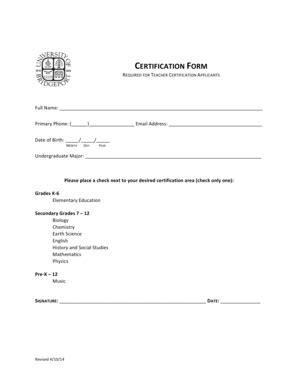 Fillable Online bridgeport revised4/10/14 certification*form ...