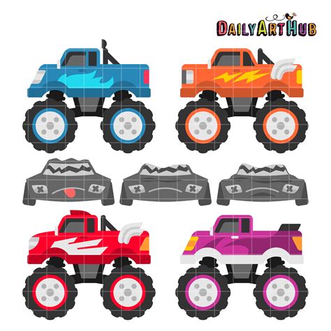 Monster Trucks 4 Clip Art Set – Daily Art Hub – Free Clip Art Everyday