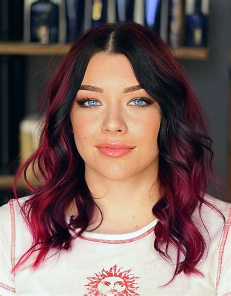 Black Hair with Burgundy Highlights Dark Red Purple Hair, Red Velvet ...