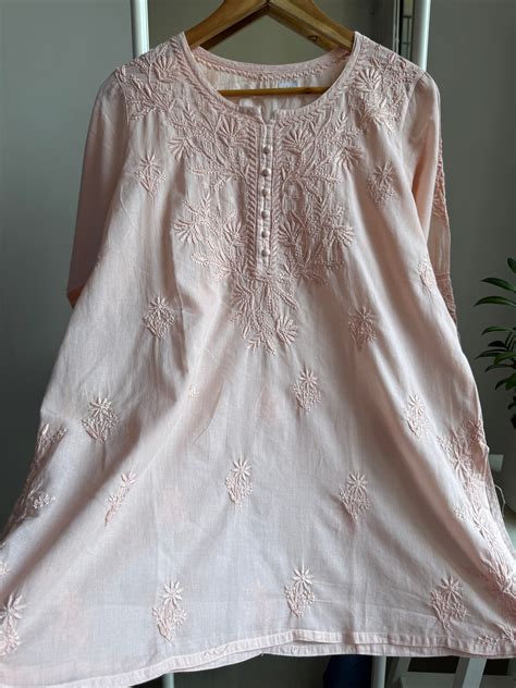 Muslin Chikankari Noodle Strap short Top - Pale pink ARIAA