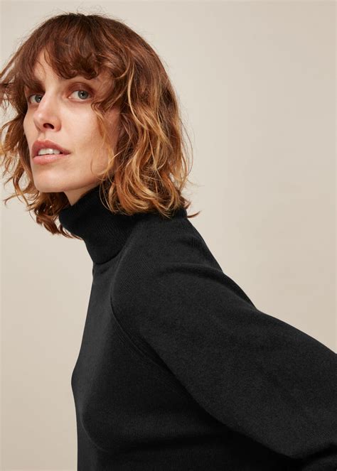 Black Cashmere Roll Neck Sweater | WHISTLES | Whistles UK