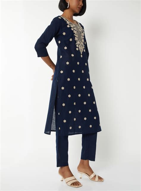 Buy Women Embroidered Straight Kurta Set Online at just Rs. 1299.0 ...
