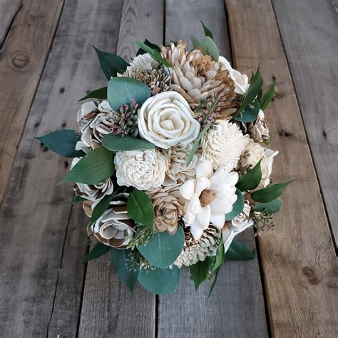 Wood Flower Bouquet, Rustic Wedding Bouquets, Wooden Flower Bouquet ...