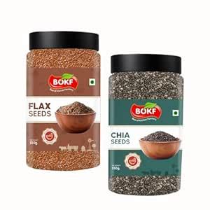 BOKF Chia & Flax Seeds Combo | Superfood 150g Each | High in Omega-3 ...