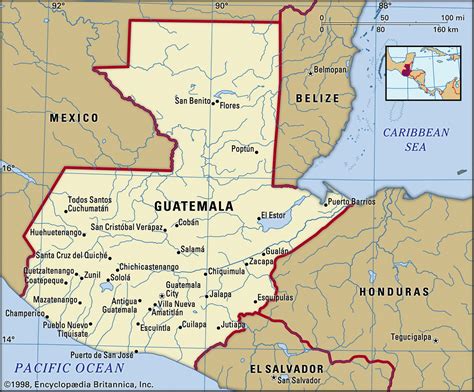 Map of Guatemala and geographical facts, Guatemala on the world map - World