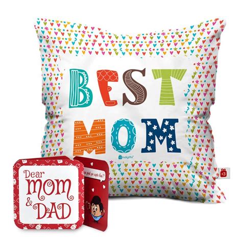 Buy Indigifts IA Mother Birthday Special Best Mom White Cushion Cover ...