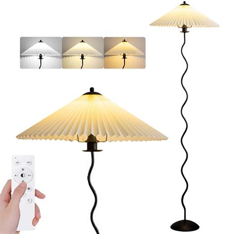 Pleated Floor Lamp, 3 Color Dimmable Floor Lamp, Retro Bedside ...