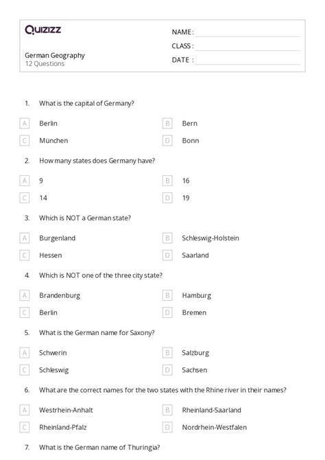 50+ German worksheets for 8th Class on Quizizz | Free & Printable