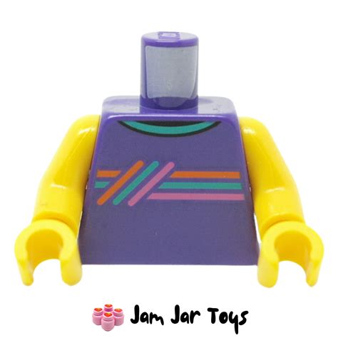 LEGO Dark Purple Torso, with Orange/Dark Turquoise/Dark Pink Stripes. T0151