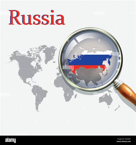 Russia Magnified Map and Flag, Russia Enlargement Maps, Vector Art ...