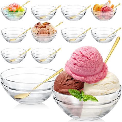 Amazon.com | 12 Sets 8 oz Small Glass Ice Cream Bowls Dessert Bowls and ...