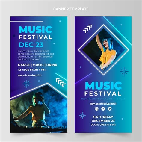 Gradient music festival vertical banners | Free Vector