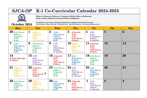 Co-Curricular Calendars — St. Johns Classical Academy | Orange Park Campus