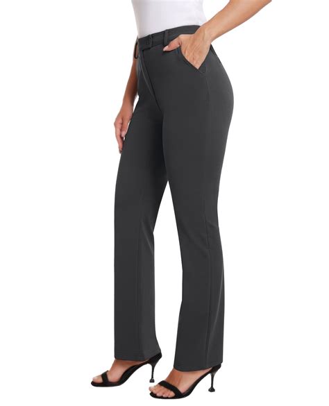 Siliteelon Straight Leg Pants for Women Stretchy High Waist Trousers ...