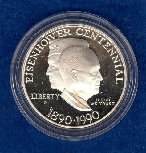 1990-P Proof Eisenhower Centennial Commemorative Silver Dollar ...