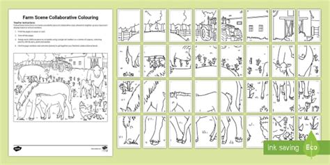 Farm Scene Collaborative Colouring Activity Pack