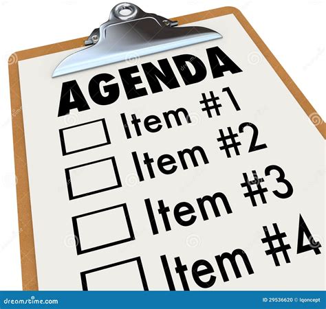 Agenda on Clipboard Plan for Meeting or Project Stock Illustration ...