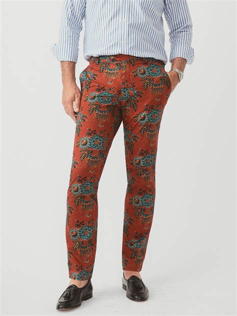 Red/Multi Vintage Bouquet Lukas Pants | Men's Pants | J.McLaughlin ...