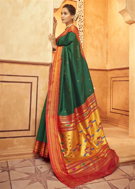 Buy Designer Bridal Pure Paithani Silk Handloom Wedding Sarees Online ...