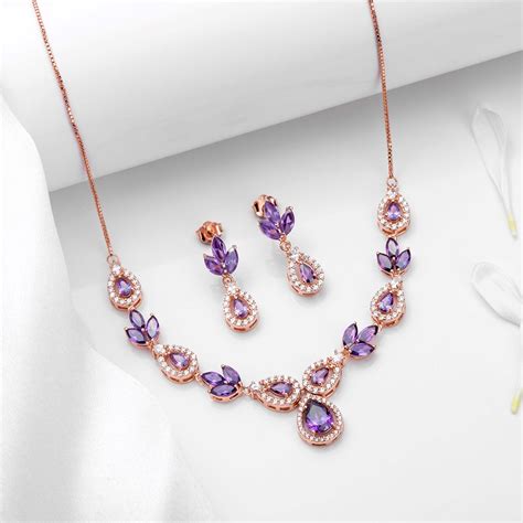Buy Rose Petal Radiance Rose Gold-Plated Women's Jewellery Set Online ...