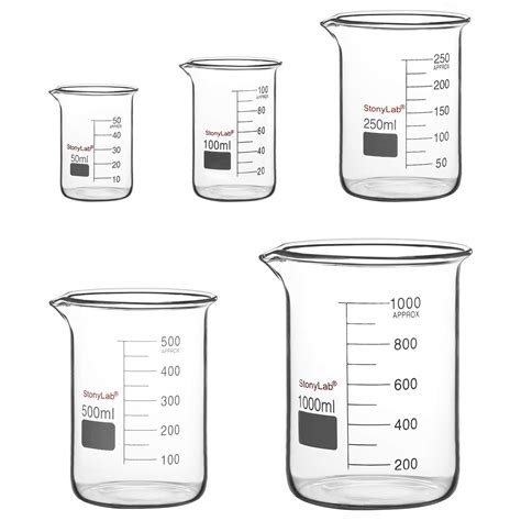 StonyLab Glass Beaker Set, Borosilicate Glass Graduated Low Form ...