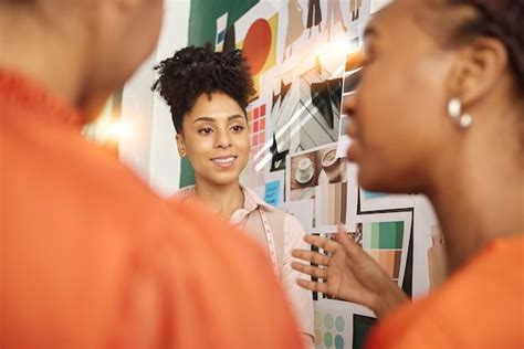 Fashion designer team and women working in design moodboard and ...