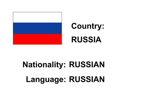 Country Nationality Language Russia