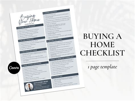 Buying a House Checklist, First-time Home Buyer Checklist Template ...