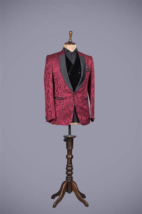 Buy Maroon 5 Piece Suits in Jacquard Silk Fabric | Shreeman