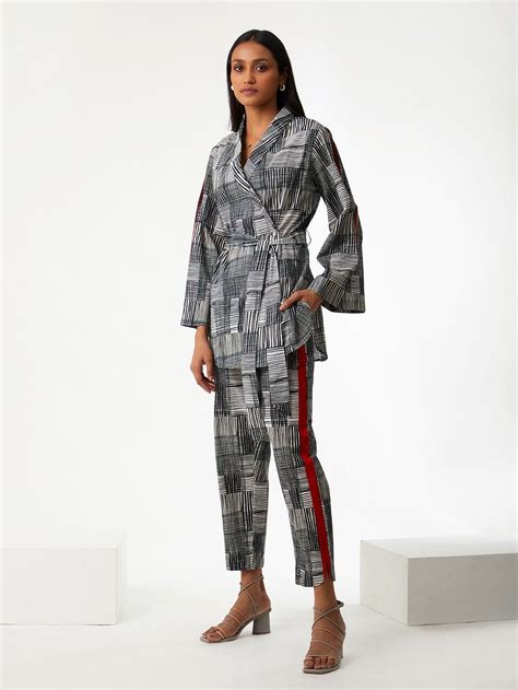 Black Red Printed Co-ord Set - Set of 2