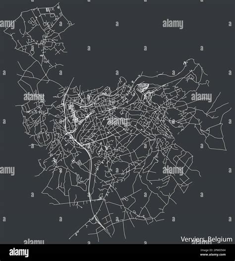 Detailed hand-drawn navigational urban street roads map of the Belgian city of VERVIERS, BELGIUM ...