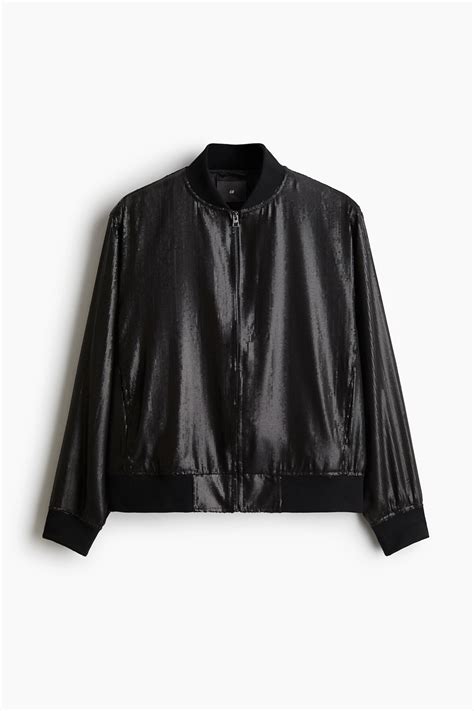 Men’s Black Regular Fit Sequined bomber jacket | H&M IN
