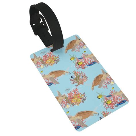 Susaid Turtles And Corals Print Funny Luggage Tags Colorful Unique ...